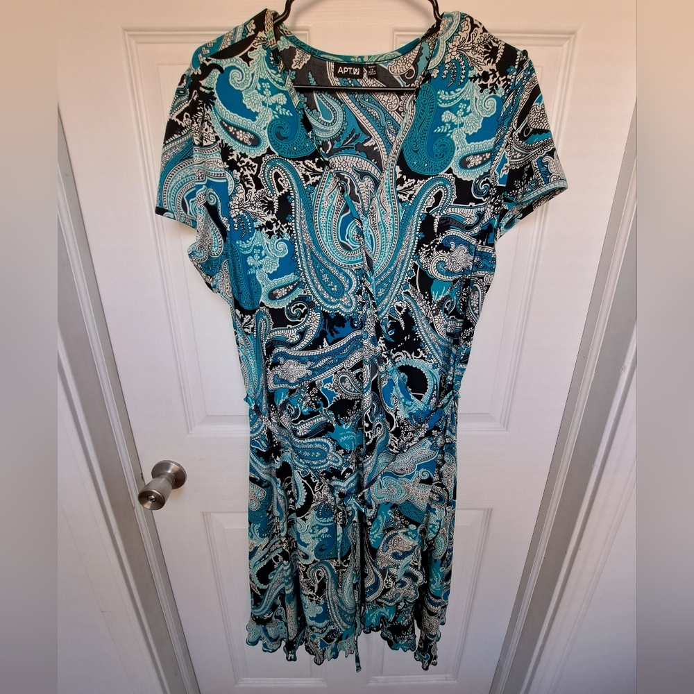 Apt. 9 Teal and Black Paisley Maxi Dress Size 1x